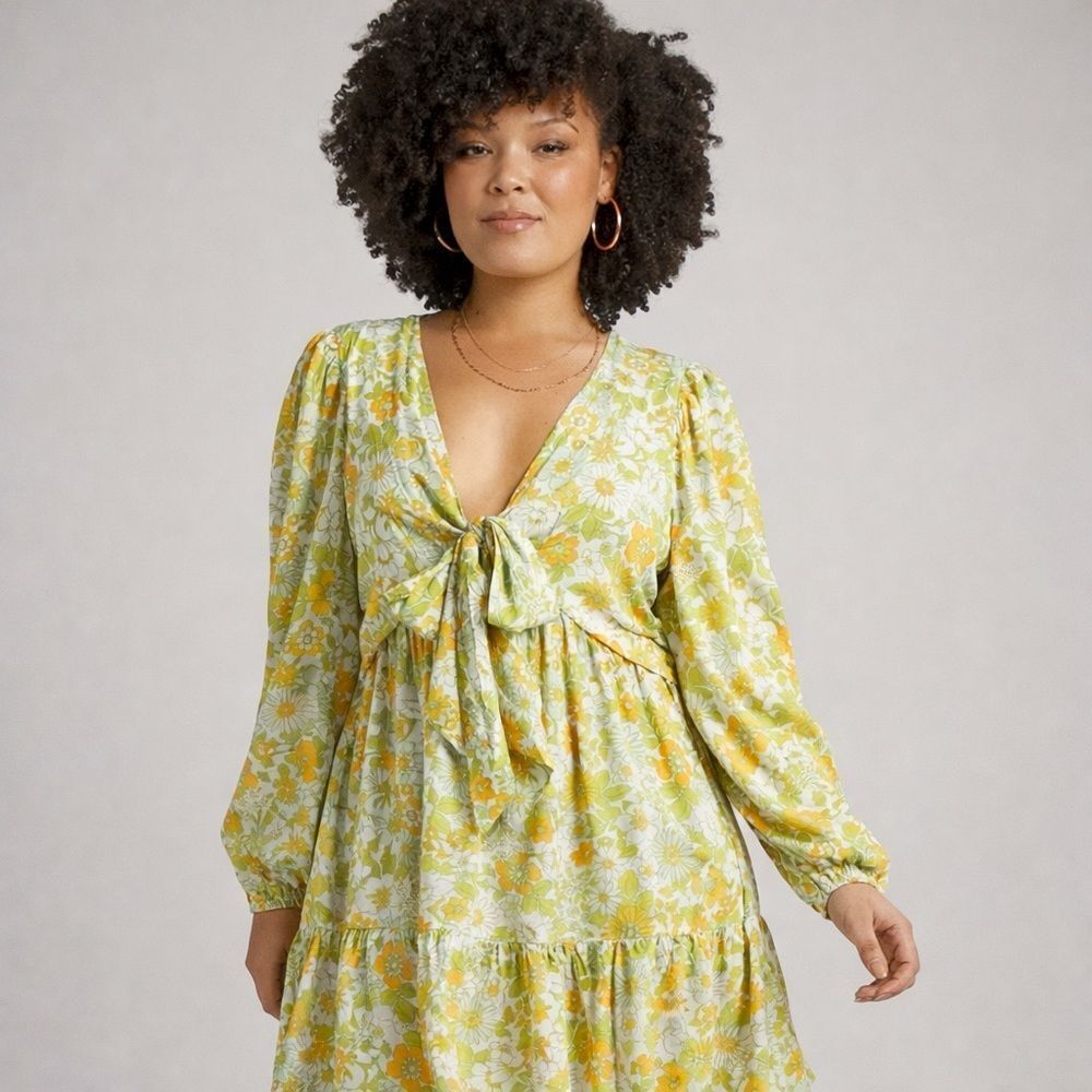 Showpo. Floral Tie-Front Dress